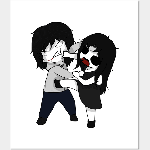 creepypasta jeff vs jane chibi Wall Art by LillyTheChibi